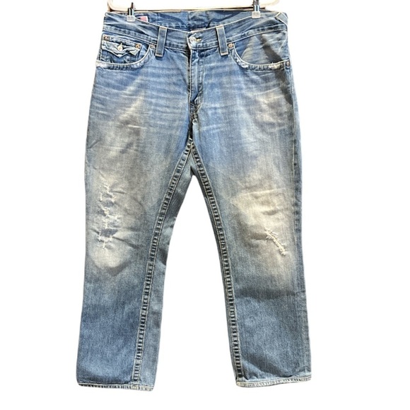True Religion Ricky Mens SZ 40 relaxed straight Distressed jeans - Picture 2 of 12